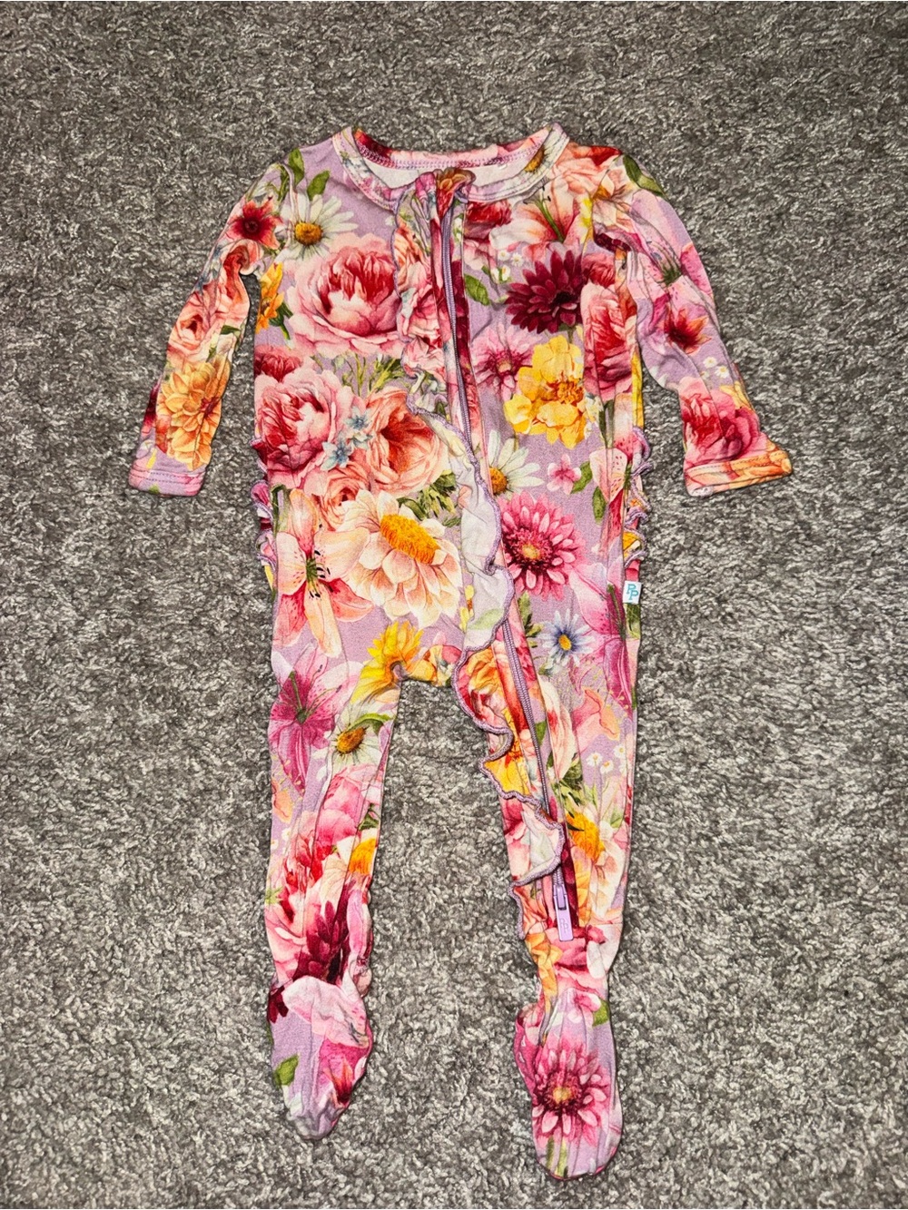 Posh Peanut Pink Floral Footed One-Piece Newborn